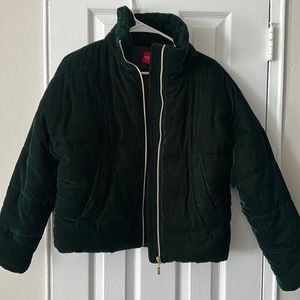 Velvet emerald green puffer Guess jacket